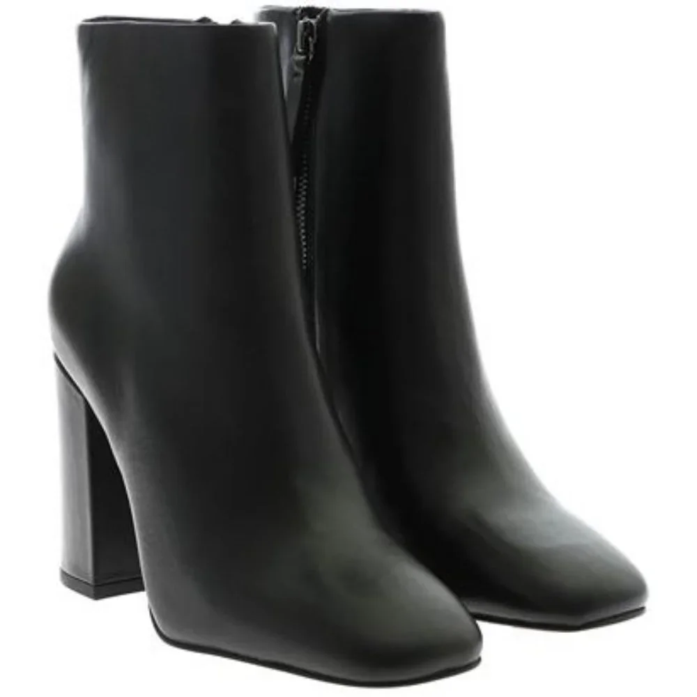 ASH Black Leather Heeled Ankle Booties